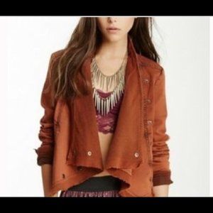 Free People burnt orange moto denim jacket